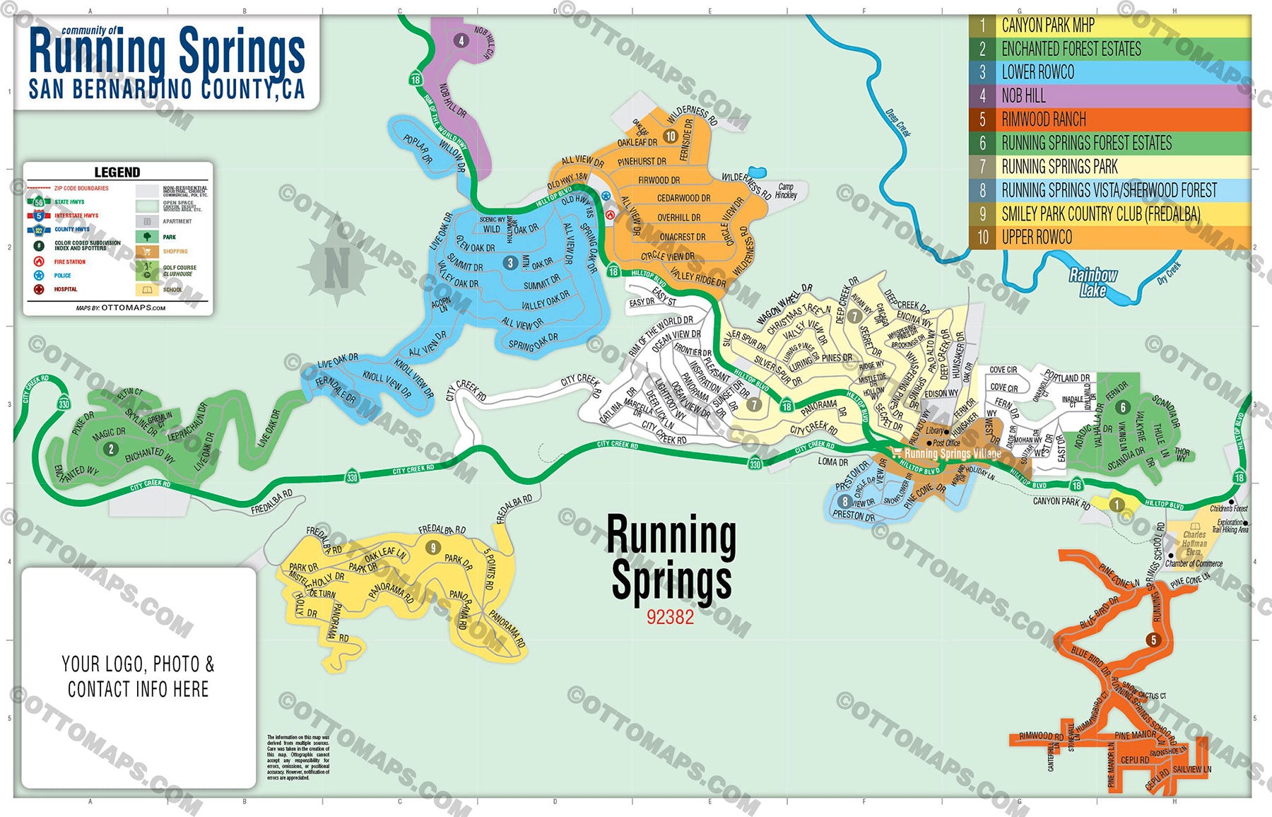 Running Springs Map - PDF, editable, royalty free
