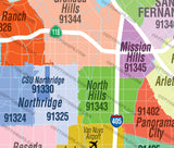 San Fernando Valley Zip Code Map - PDF, editable, royalty free