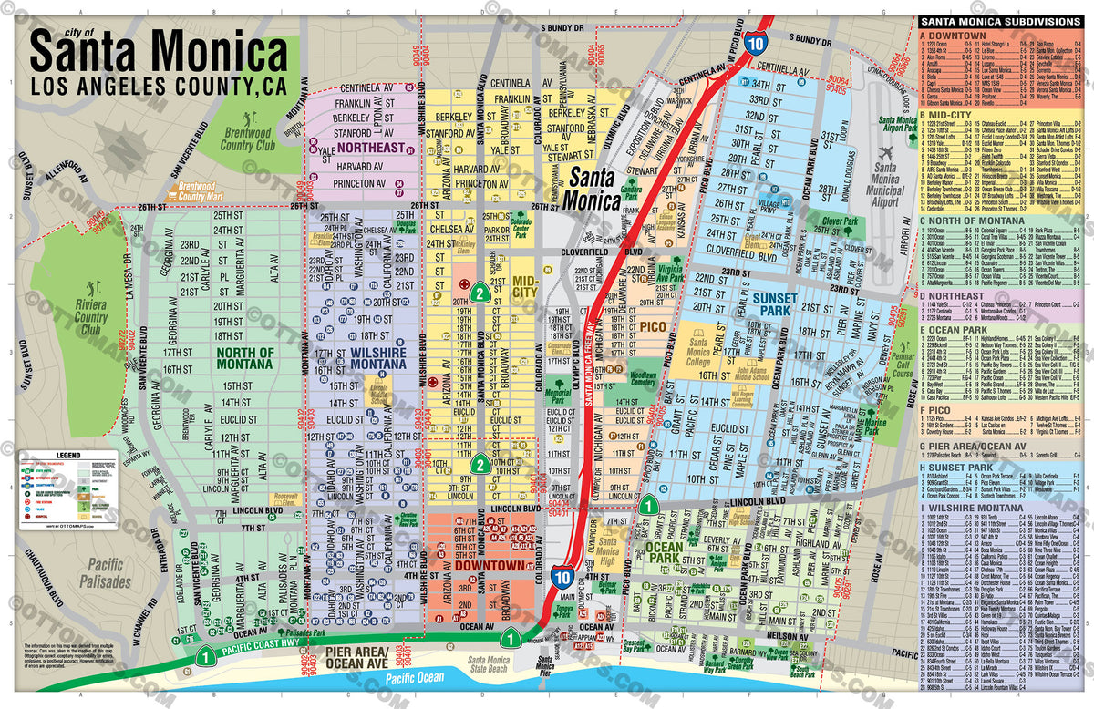 Santa Monica Map, Los Angeles County, CA