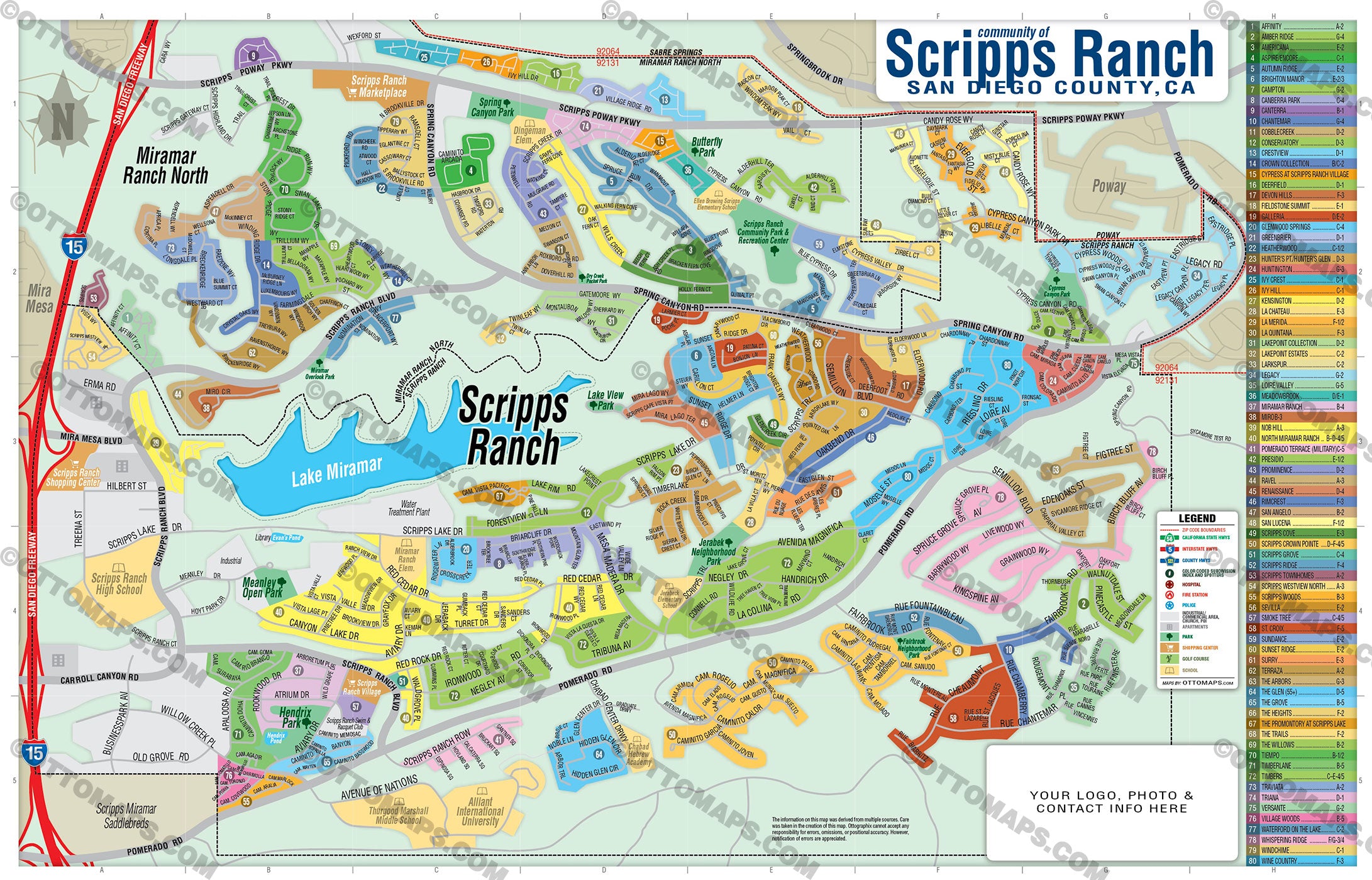 Scripps Ranch Map, San Diego County, CA - FILES - PDF and AI, editable, vector, royalty free