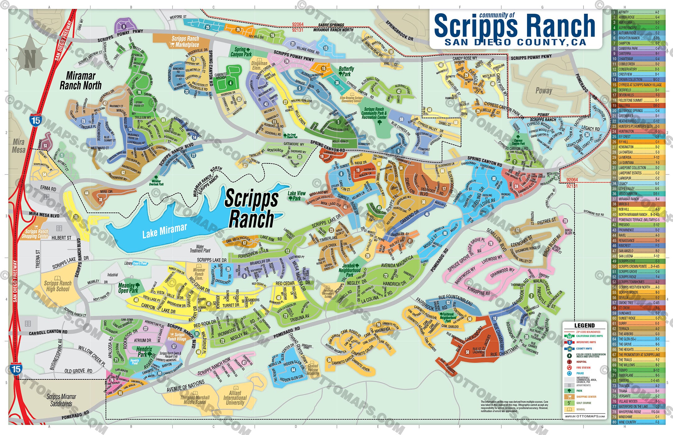 Scripps Ranch Map, San Diego County, CA - FILES - PDF and AI, editable, vector, royalty free