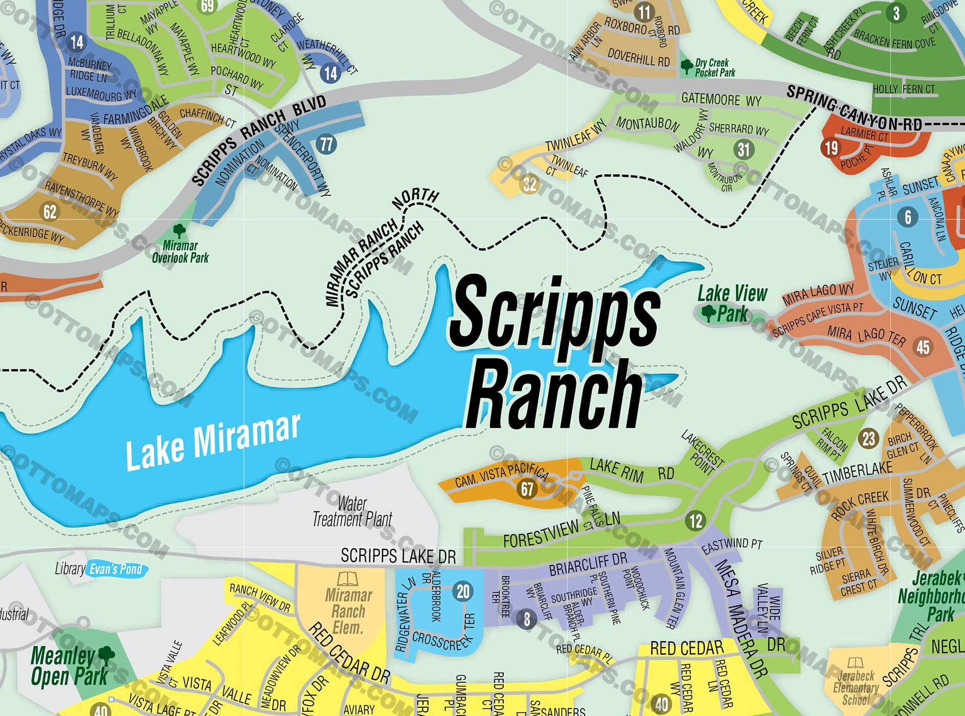 Scripps Ranch Map, San Diego County, CA - FILES - PDF and AI, editable, vector, royalty free
