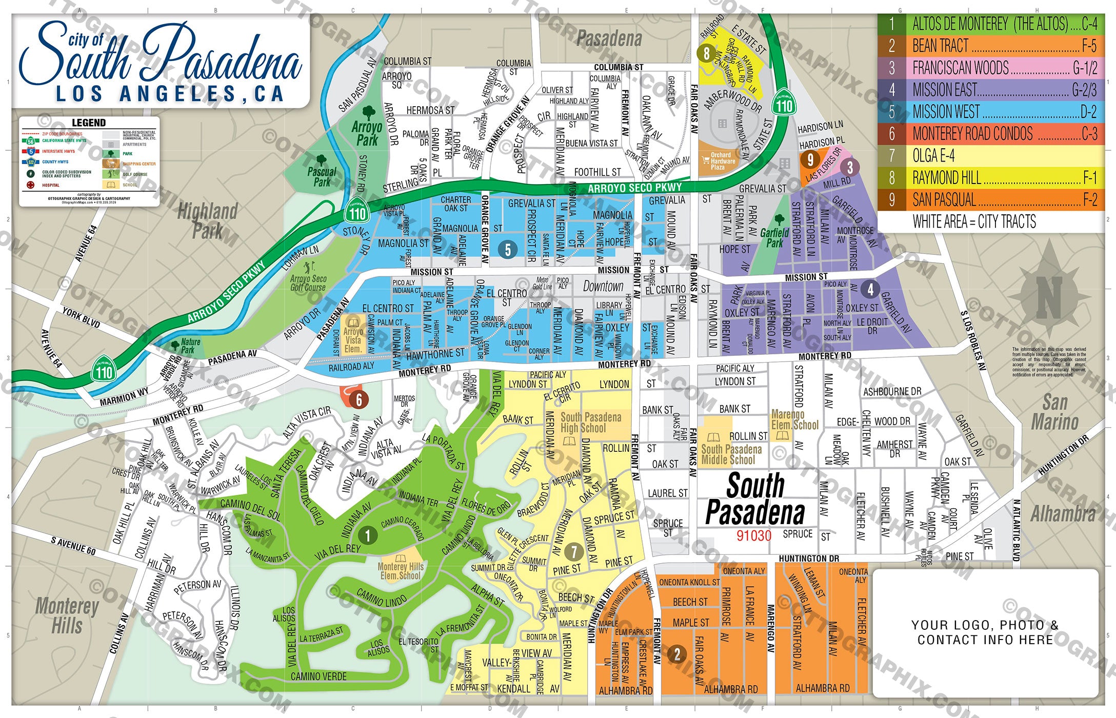 South Pasadena Map, Los Angeles County, CA – Otto Maps