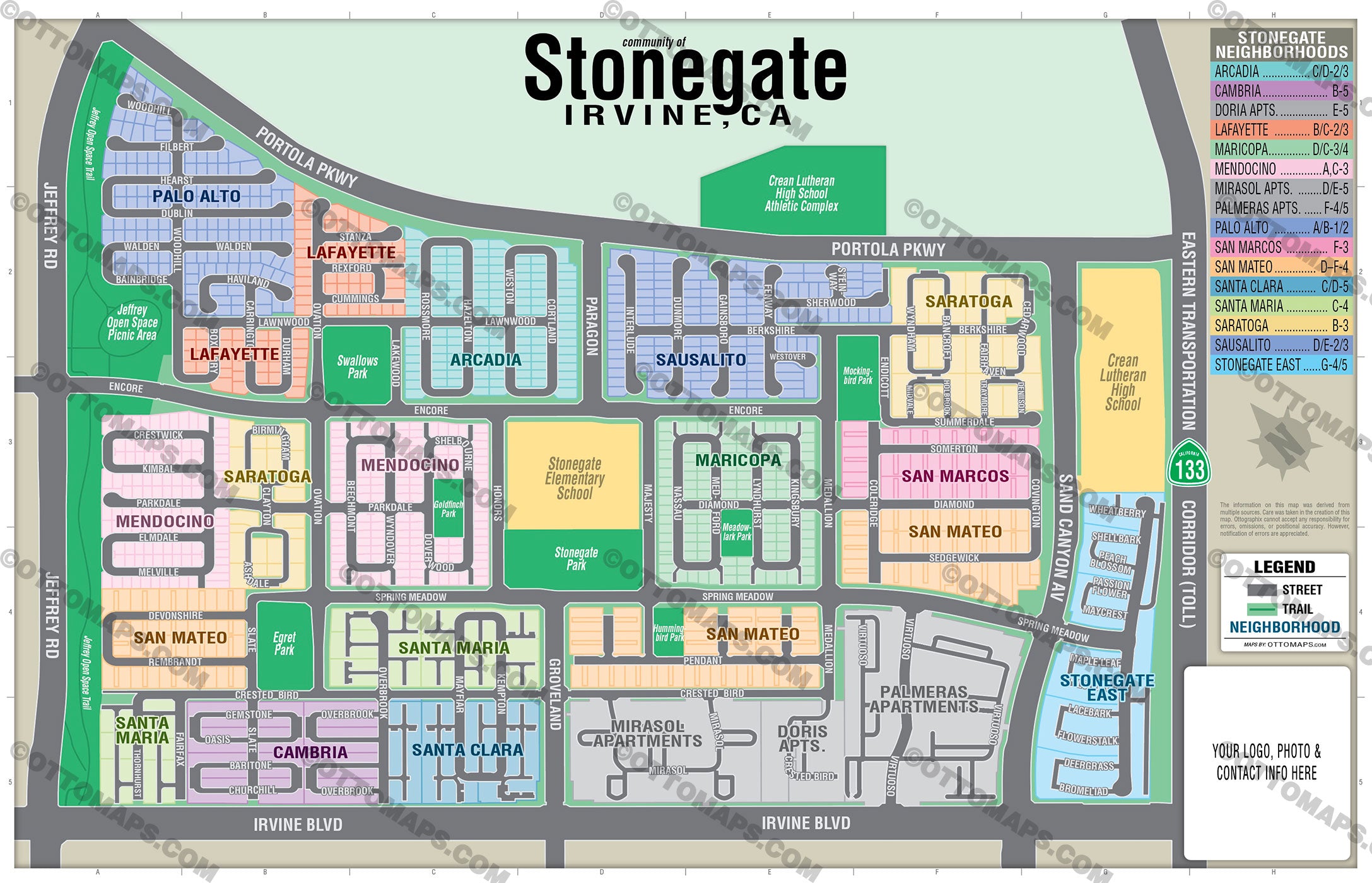 Stonegate Map, Irvine, CA - FILES - PDF and AI, editable, vector, royalty free