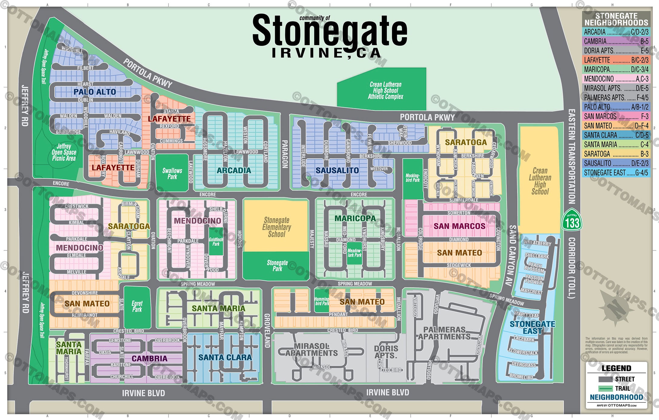 Stonegate Map, Irvine, CA - FILES - PDF and AI, editable, vector, royalty free