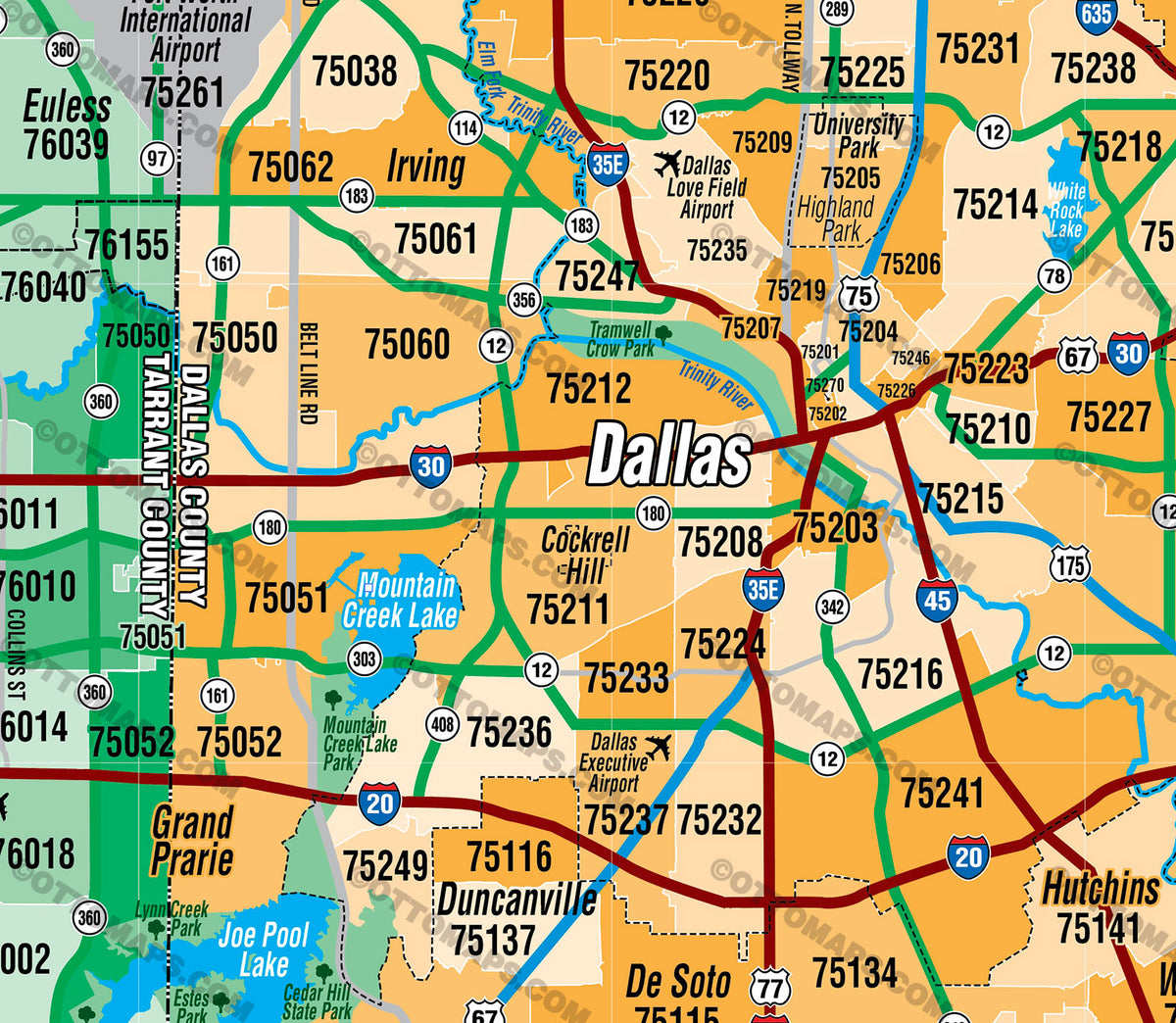 Dallas Fort Worth Zip Code Map Counties Colorized Files Pdf And A Otto Maps 1785