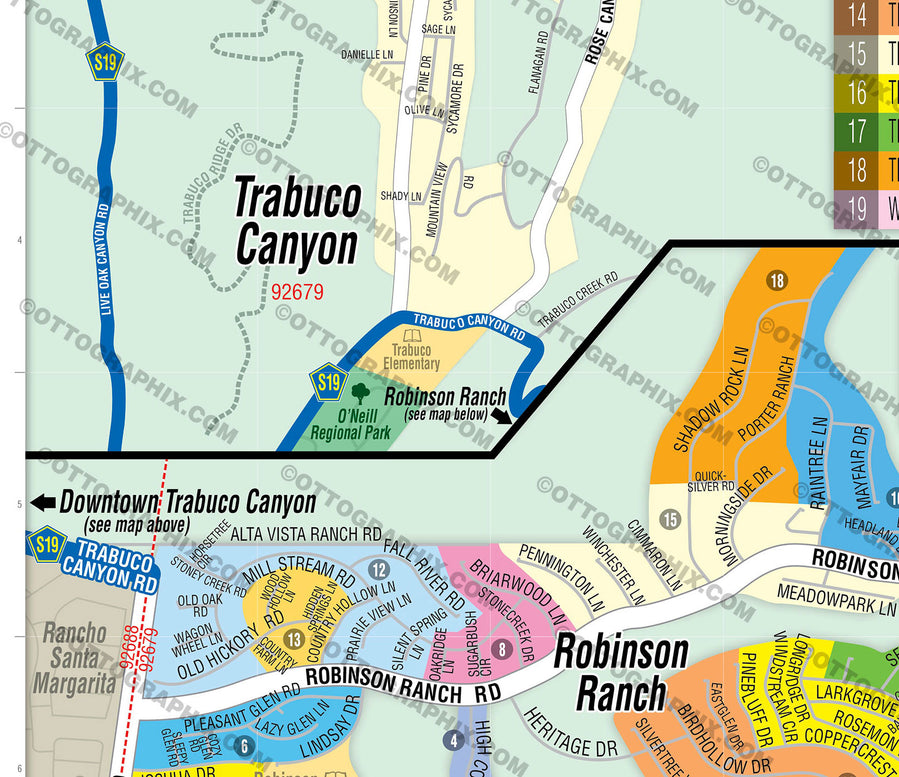 Trabuco Canyon Map, Orange County, CA - FILES - PDF and AI, editable, vector, royalty free