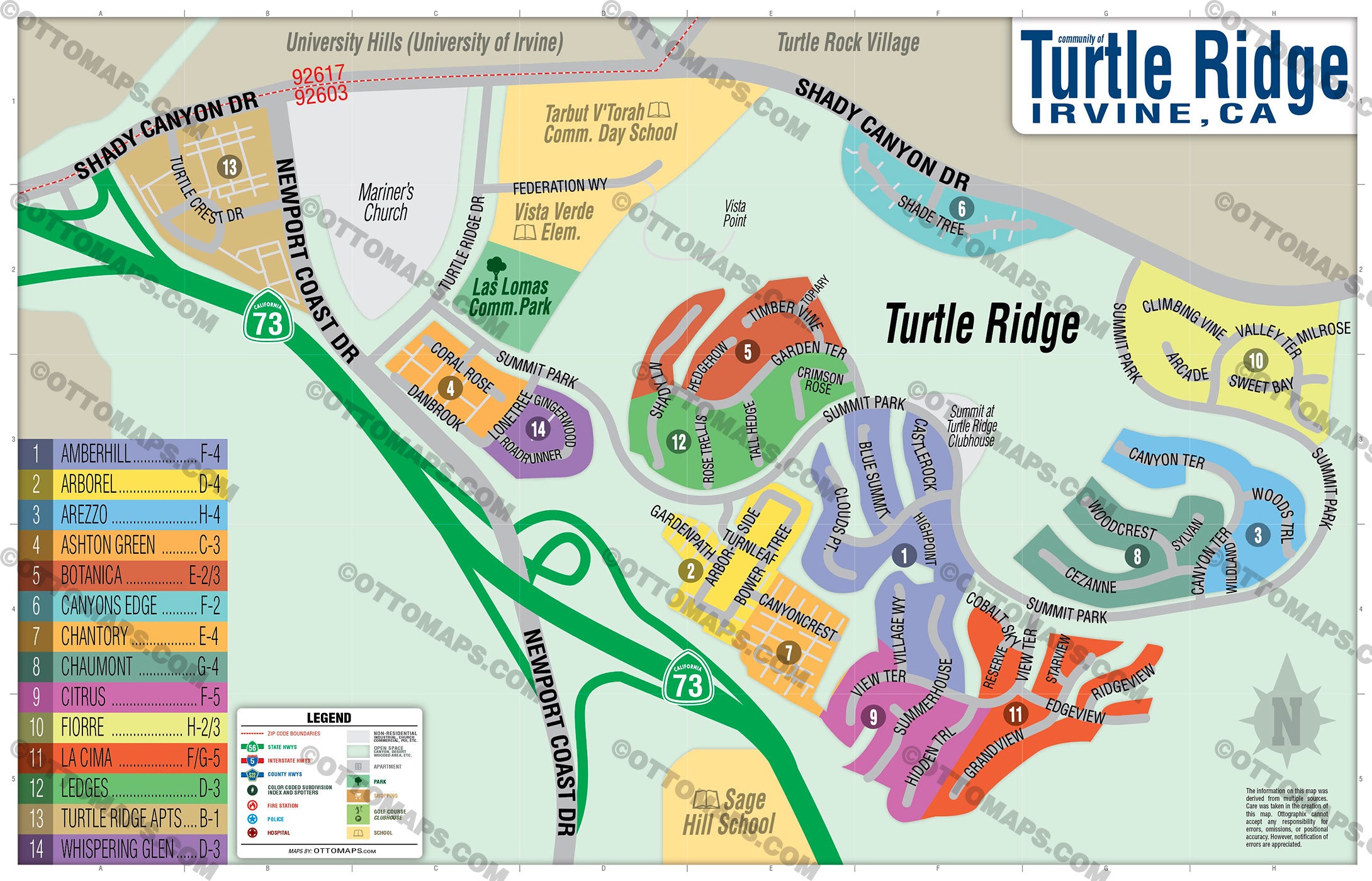 Turtle Ridge Map, Irvine, CA - FILES - PDF and AI, editable, vector, royalty free