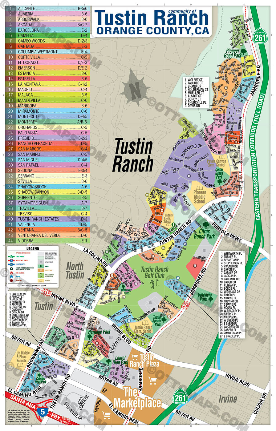 Tustin Ranch Map, Orange County, CA - FILES - PDF and AI, editable, vector, royalty free
