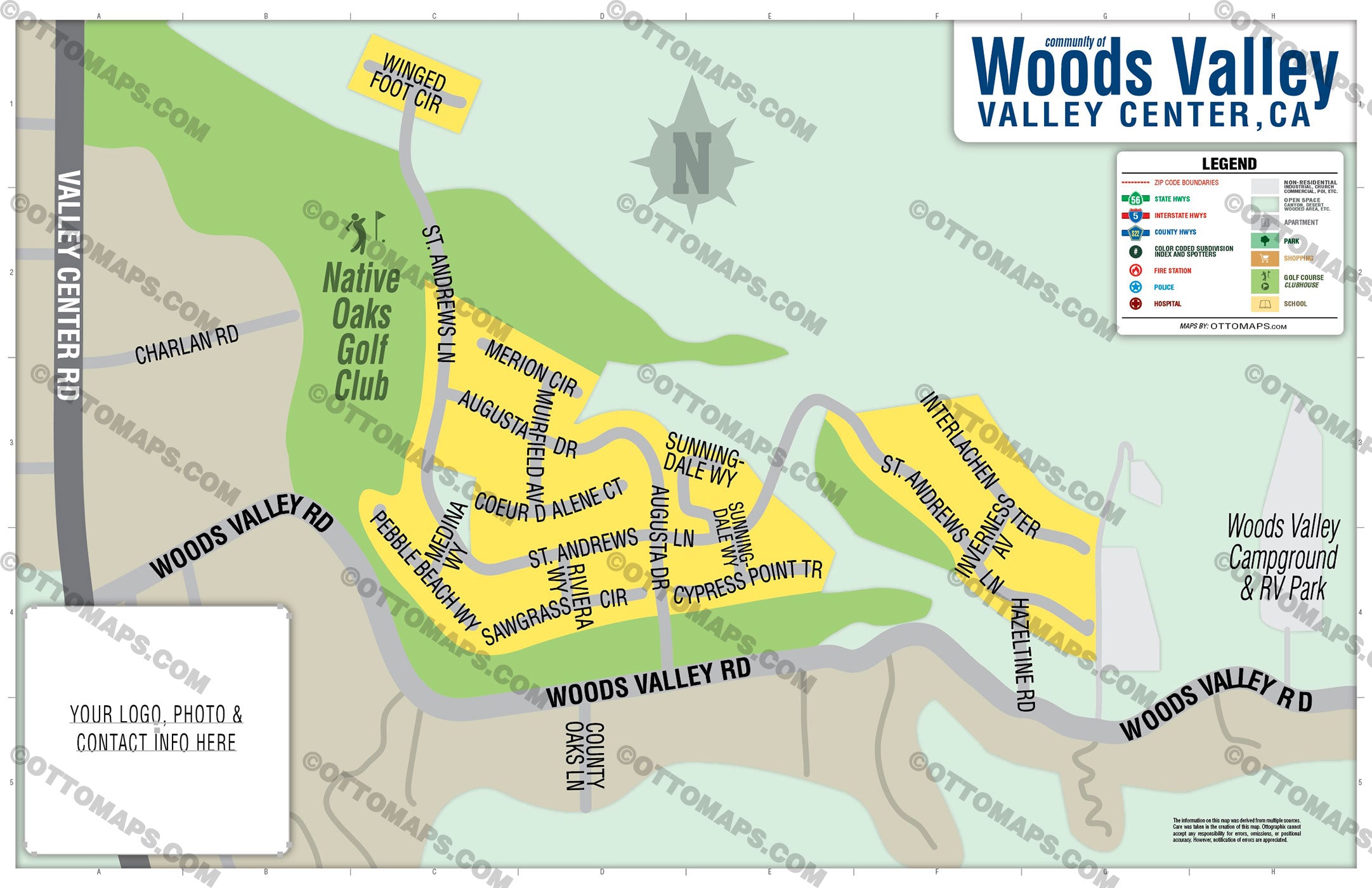 Woods Valley Map - PDF, editable, royalty fre