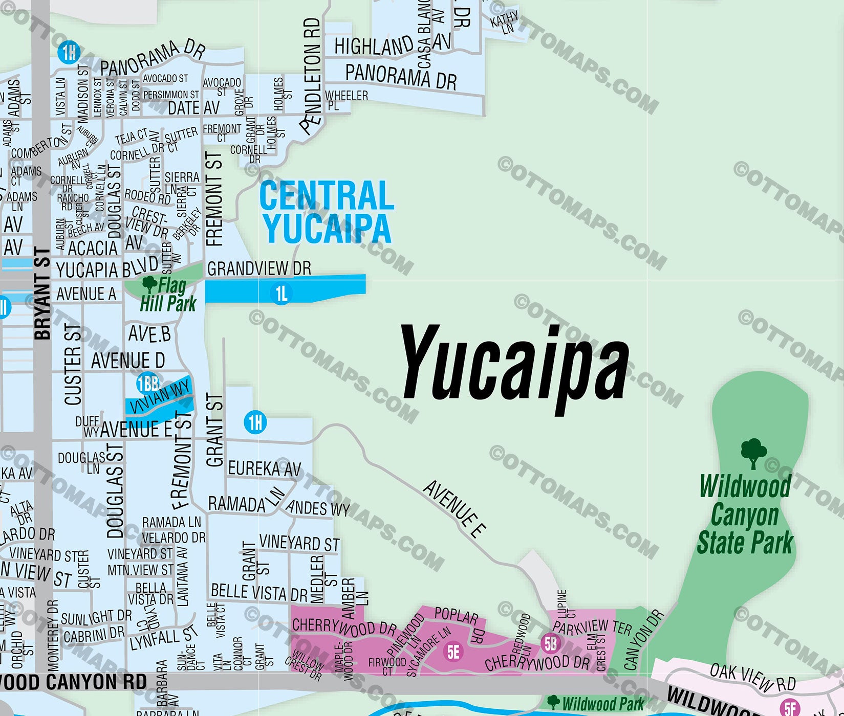 Yucaipa Map - PDF, editable, royalty free