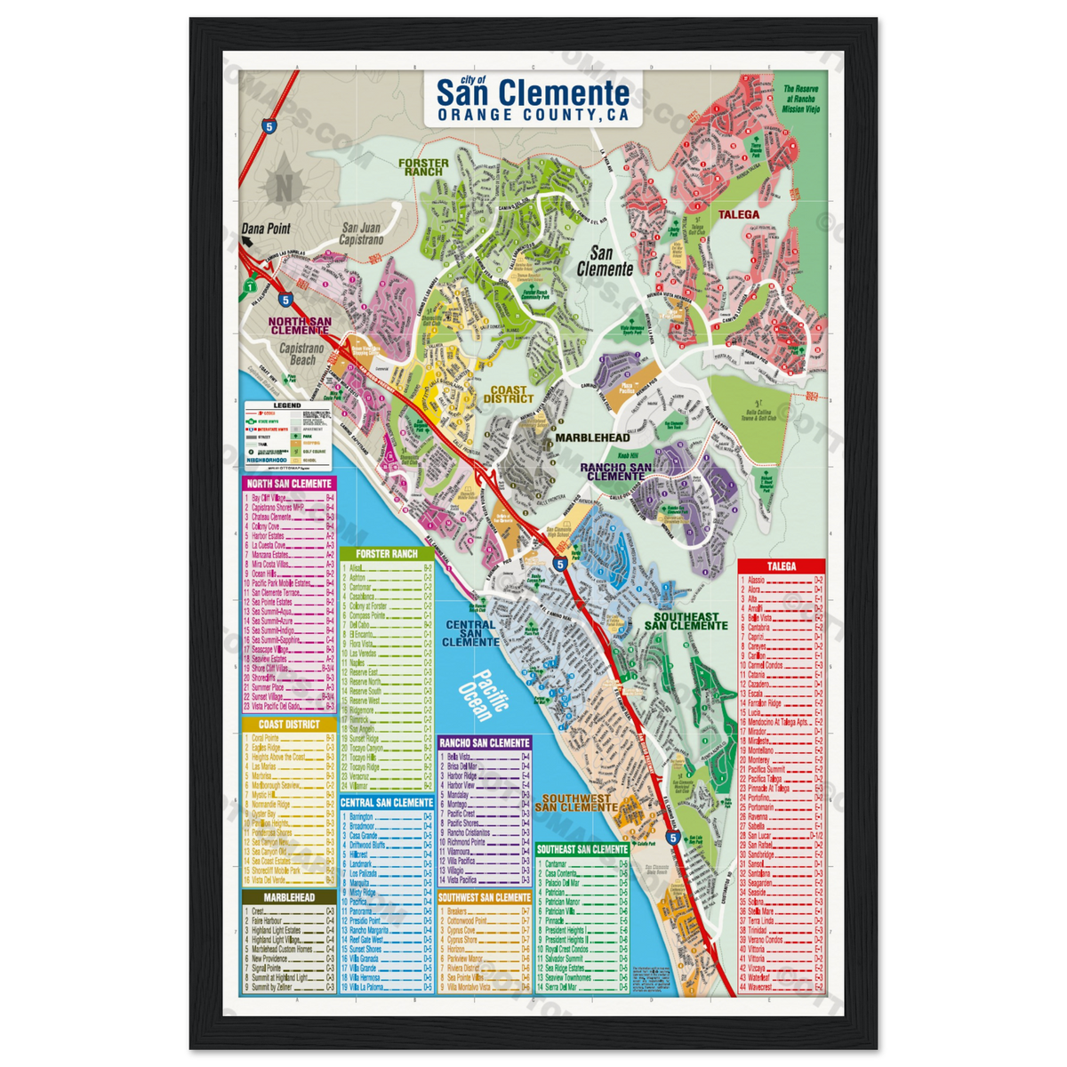 San Clemente Map, Orange County, CA - POSTER PRINTS – Otto Maps