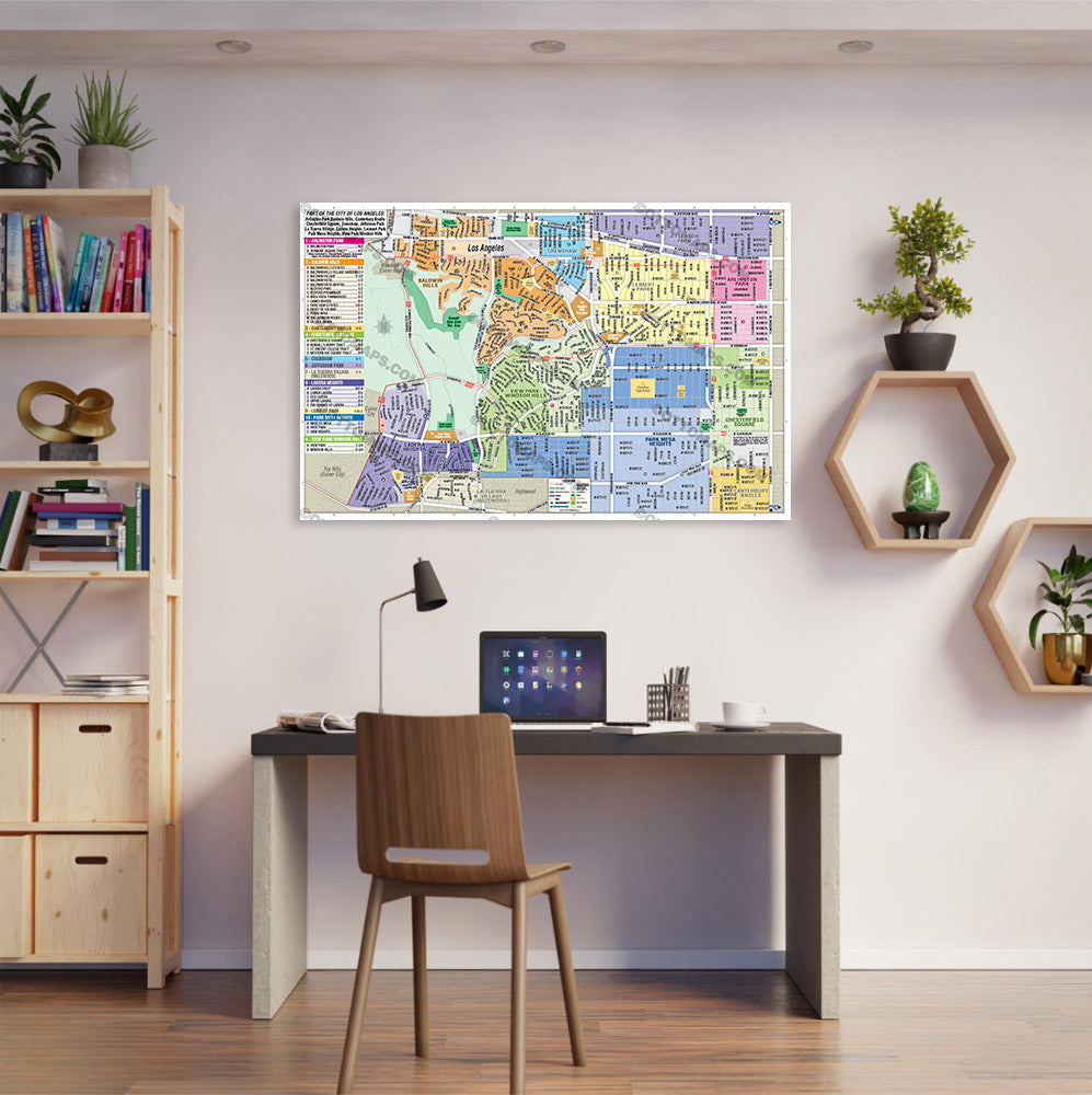 Arlington Park, Baldwin Hills, Chesterfield Square, Crenshaw, Jefferson Park, Ladera Heights, Leimert Park, Park Mesa Heights and View Park-Windsor Hills Map, Los Angeles County, CA - POSTER PRINTS