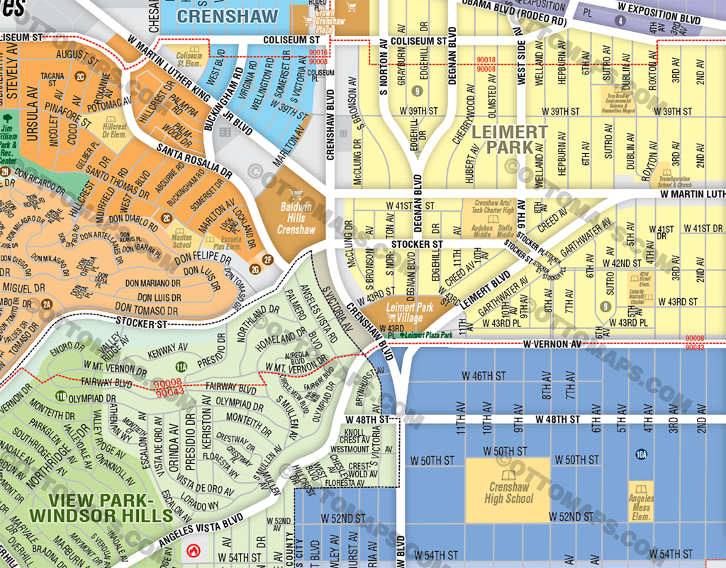 Arlington Park, Baldwin Hills, Chesterfield Square, Crenshaw, Jefferso ...