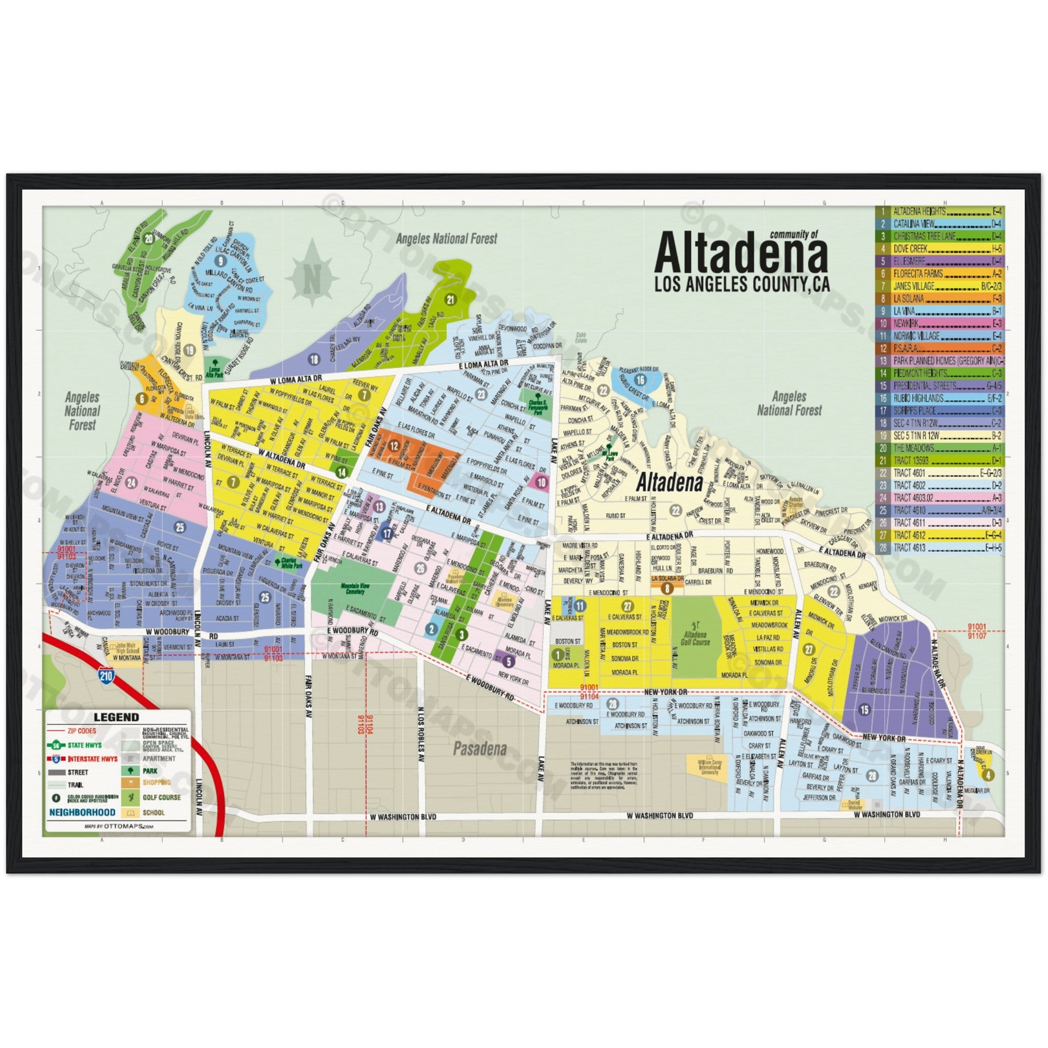 Altadena Map - POSTER PRINTS – Otto Maps