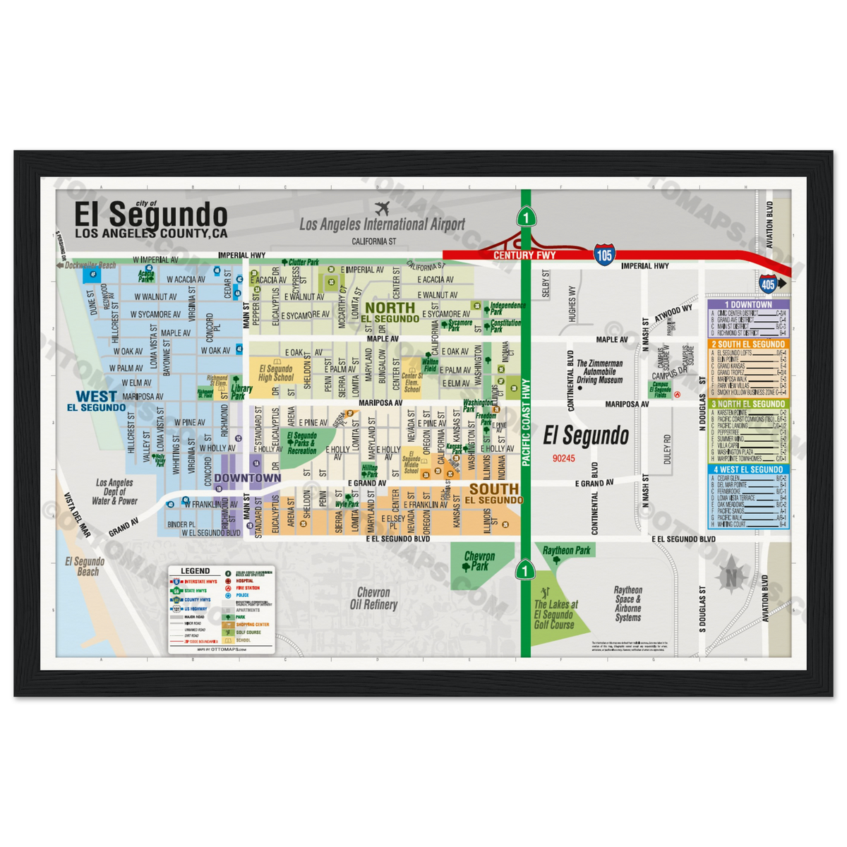 El Segundo Map, Los Angeles County, CA - POSTER PRINTS – Otto Maps