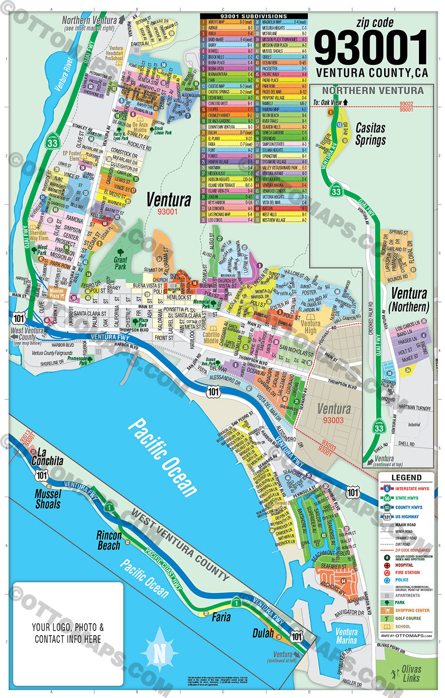 93001 - Ventura County Map - FILES - PDF and AI, editable, vector, royalty free