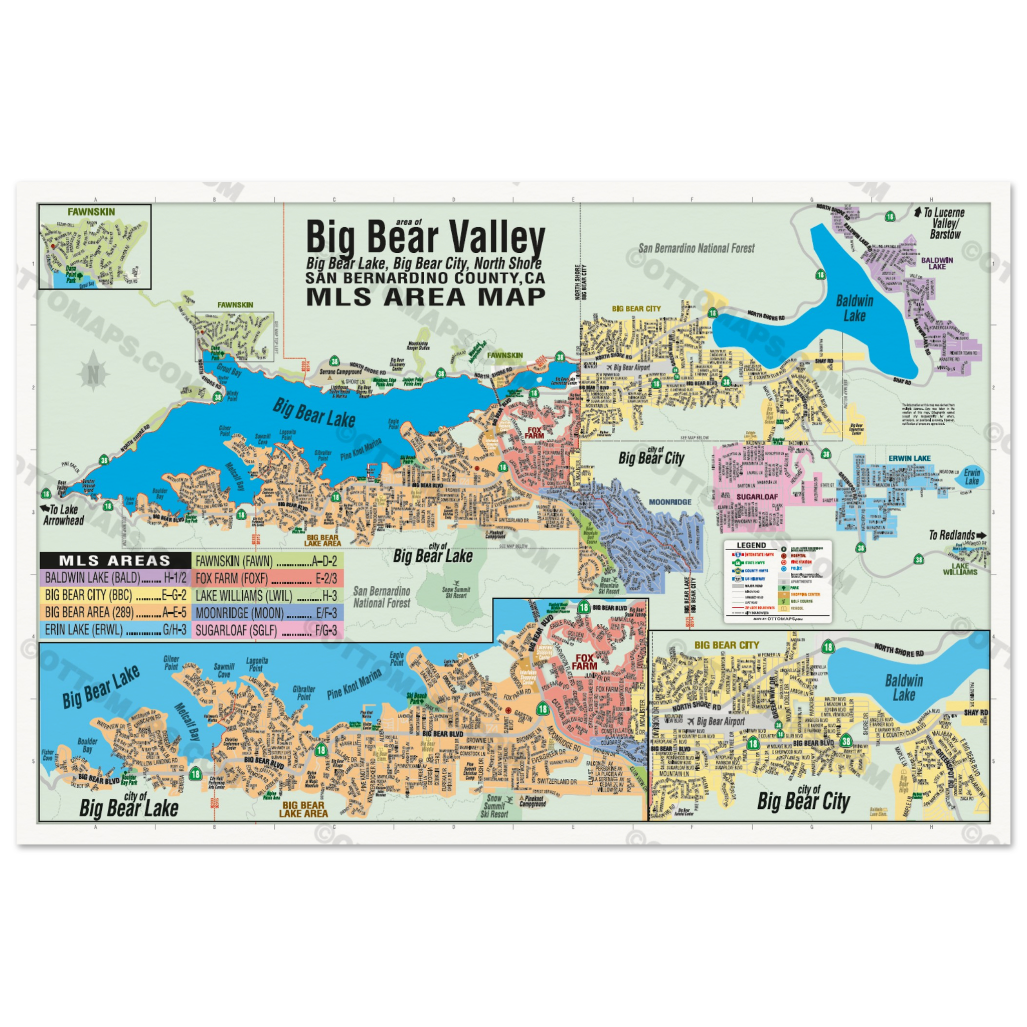 Big Bear Valley MLS Area Map - POSTER PRINTS