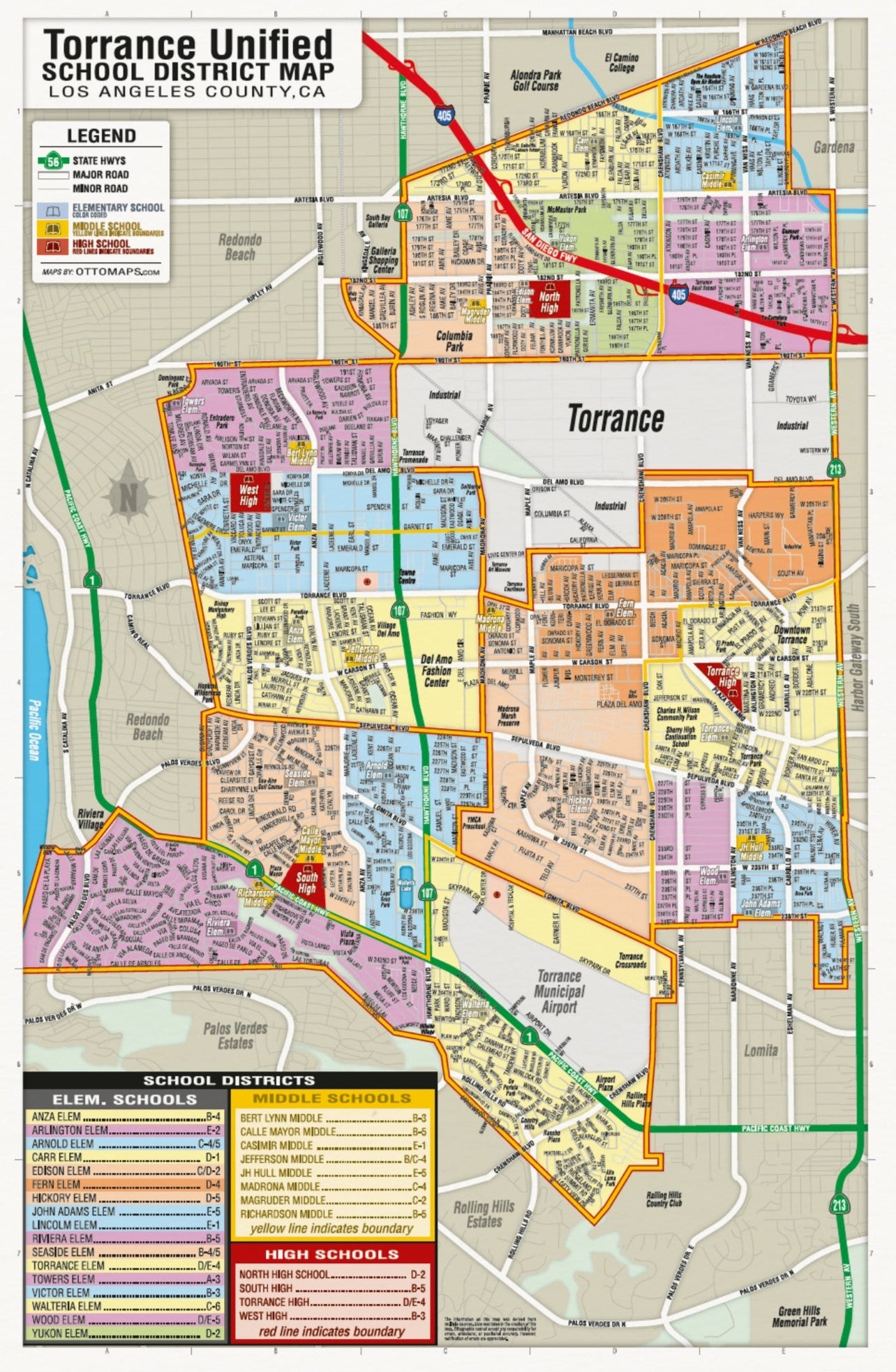 Torrance Unified School District Map - POSTER PRINT