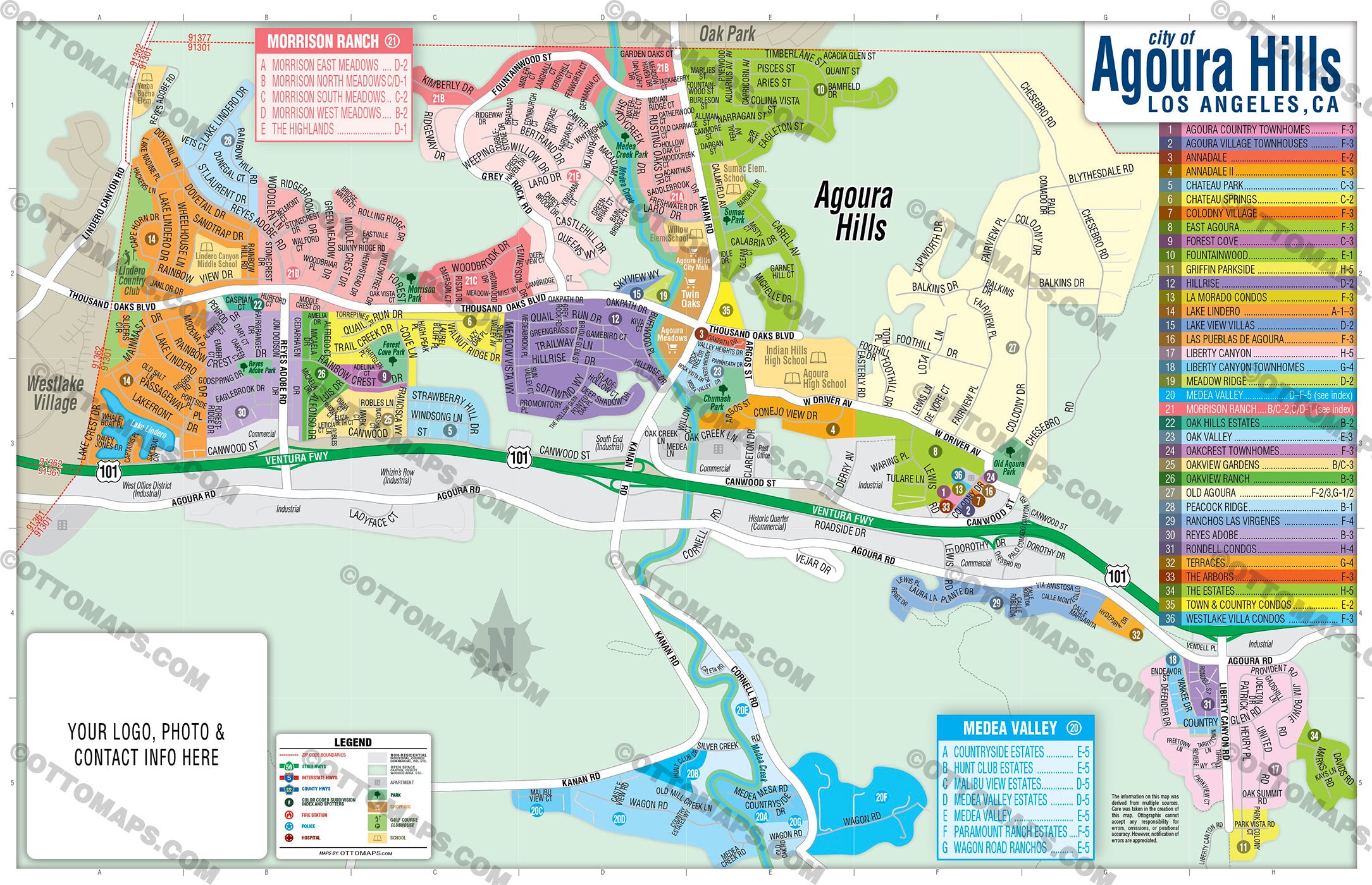 Agoura Hills Map, Los Angeles County, CA - FILES - PDF and AI Files, editable, vector, royalty free