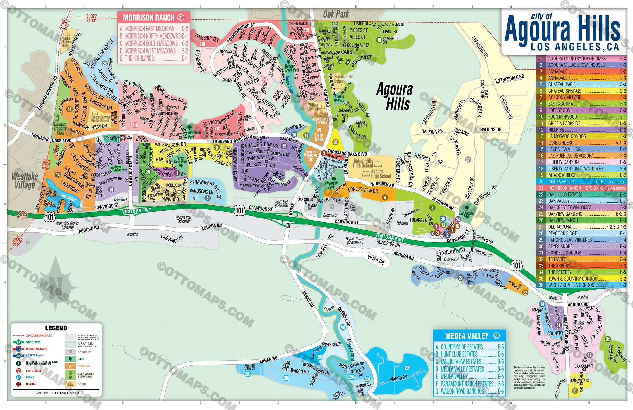 Agoura Hills Map, Los Angeles County, CA - FILES - PDF and AI Files, editable, vector, royalty free