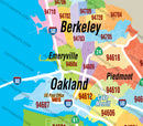 Alameda County Zip Code Map - FILES - PDF and AI, layered, editable, vector, royalty free