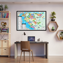 Alameda County and Contra Costa County Map (no zip codes) - POSTER PRINTS - with frame