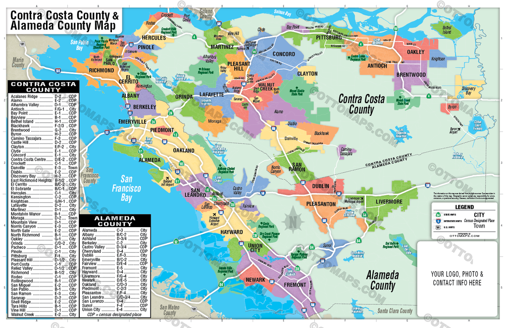 Alameda County and Contra Costa County Map (no zip codes) - FILES - PD ...