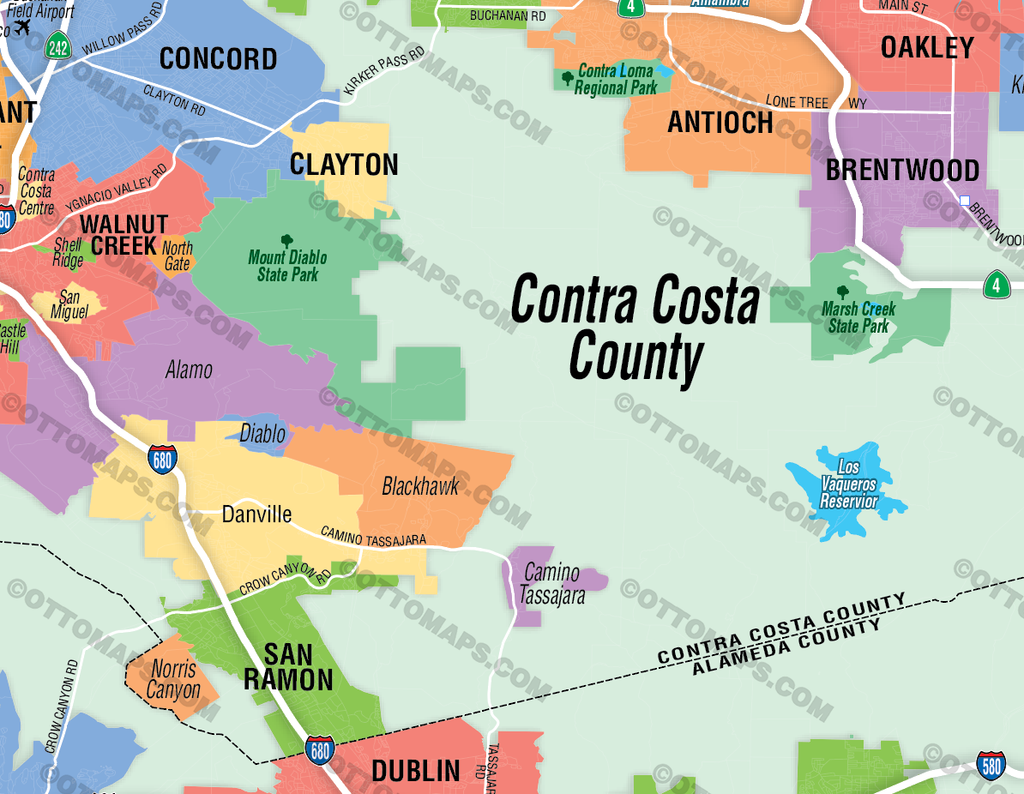 Alameda County and Contra Costa County Map (no zip codes) - FILES - PD ...