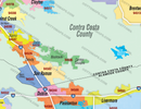 Alameda County and Contra Costa County Zip Code Map - FILES - PDF and Adobe Illustrator - zoom