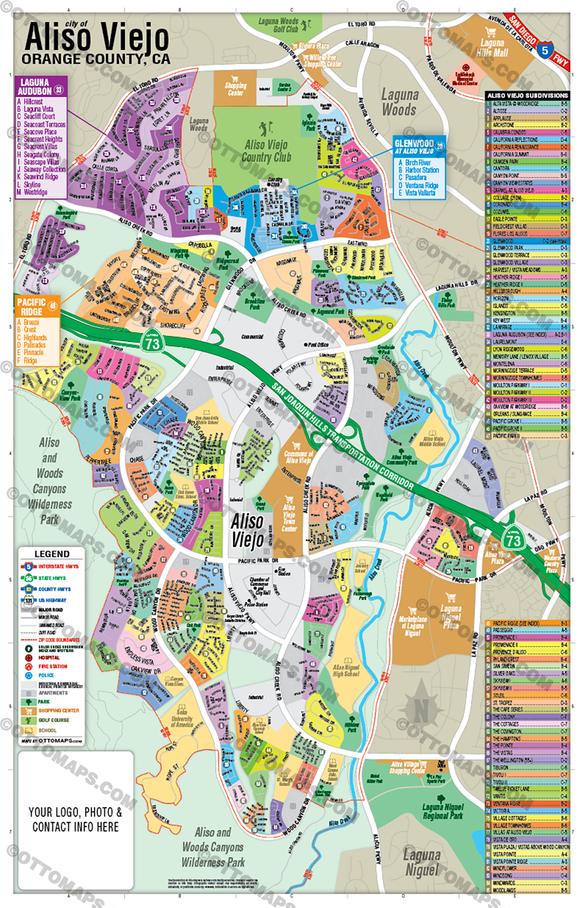 Aliso Viejo Map - PDF, editable, royalty free