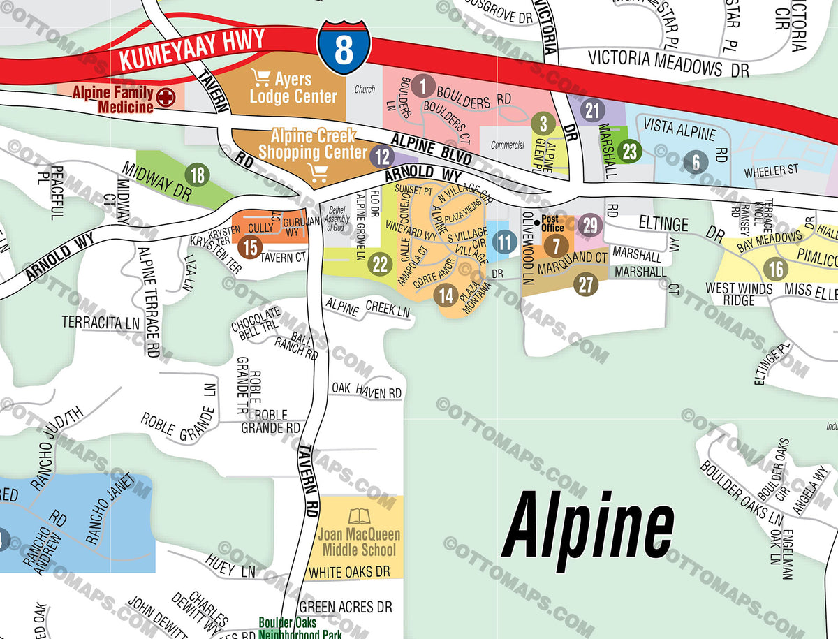 Alpine Map, San Diego County, CA - FILES - PDF and AI Files, editable ...