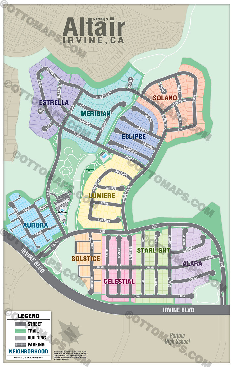 Altair Map, Irvine, CA - FILES - PDF and AI Files, editable, vector, royalty free