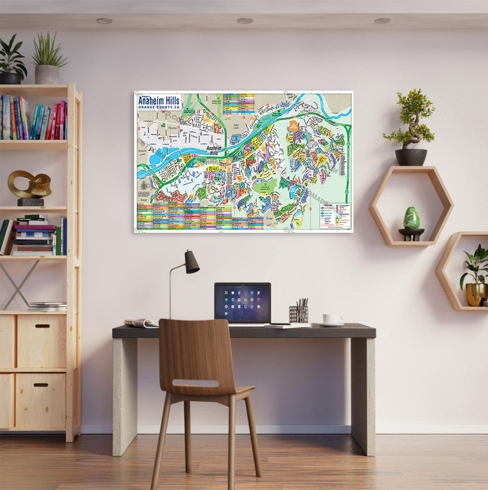 Anaheim Hills Map, Orange County, CA - POSTER PRINTS