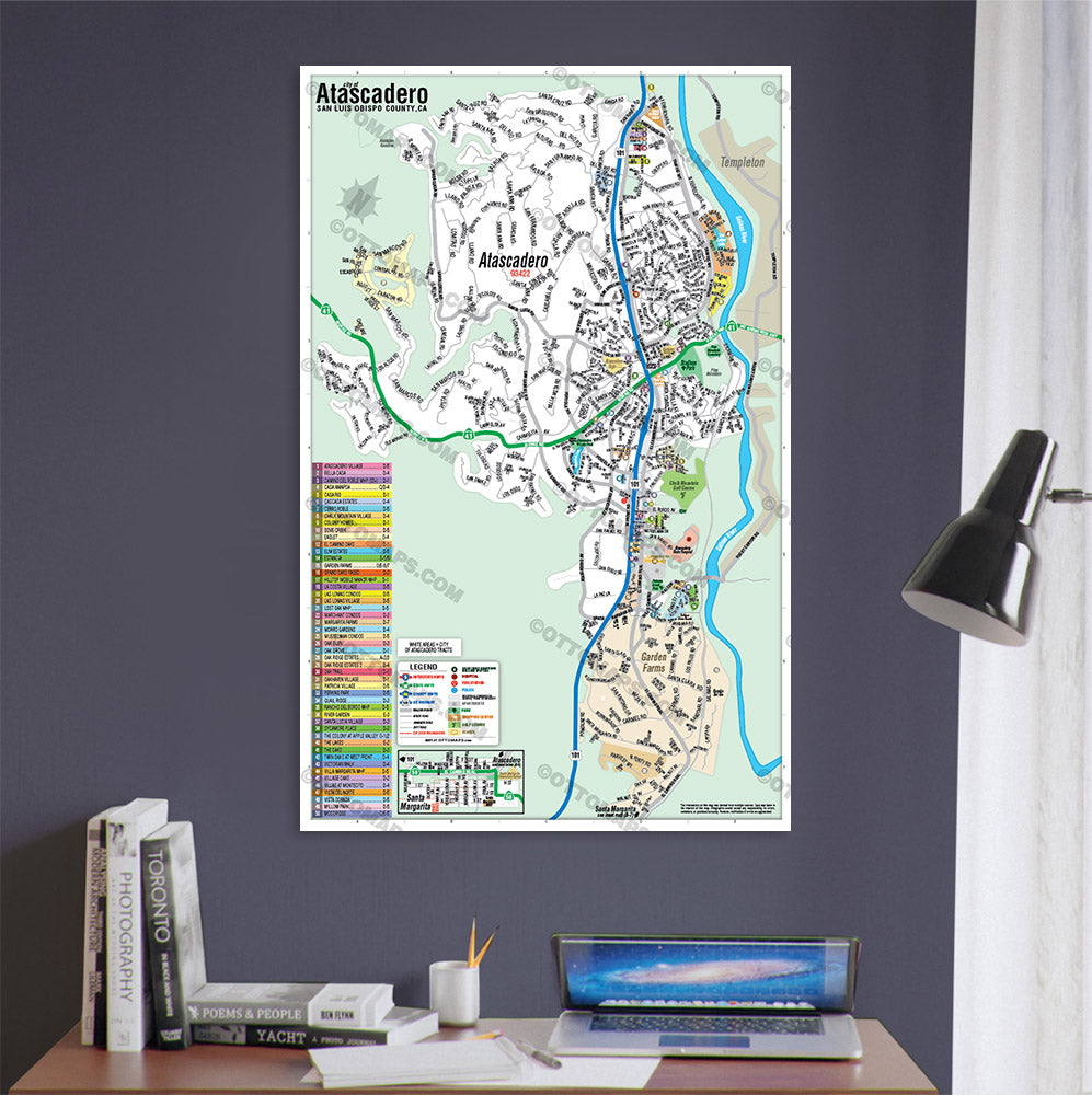 Atascadero Map, San Luis Obispo County, CA - POSTER PRINTS