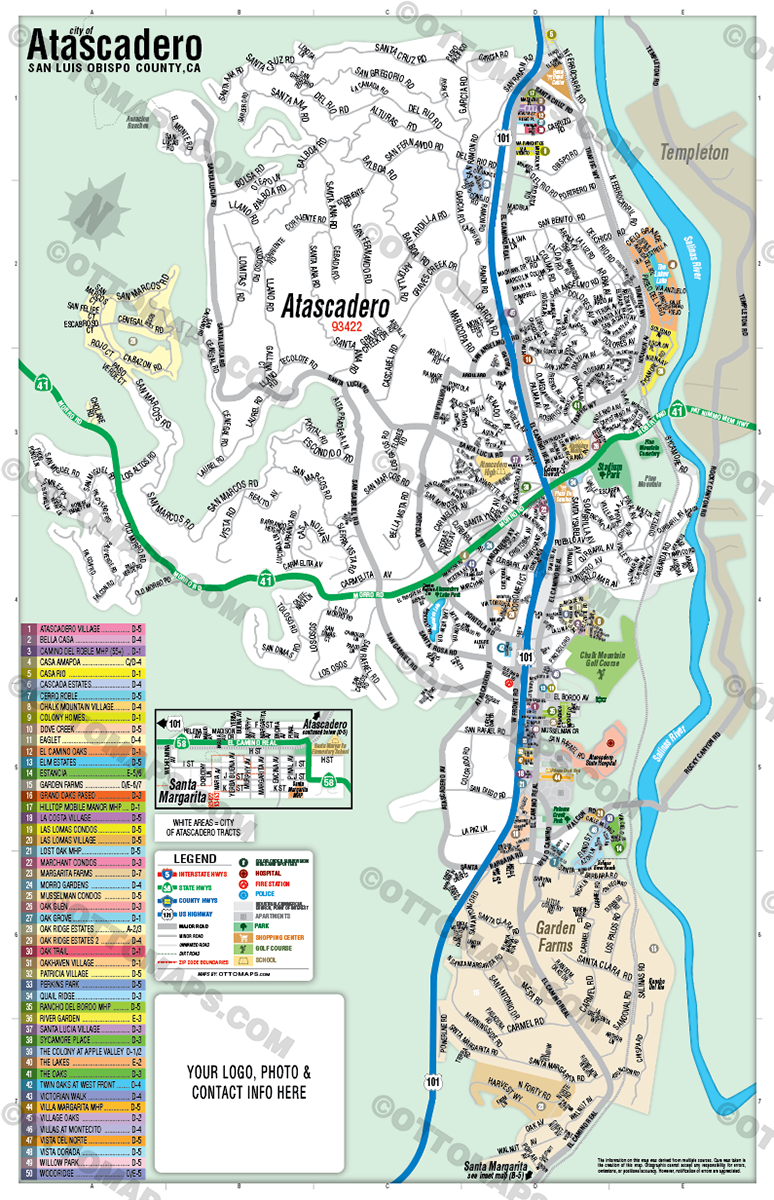 Atascadero Map, San Luis Obispo County, CA - FILES - PDF and Adobe Illustrator