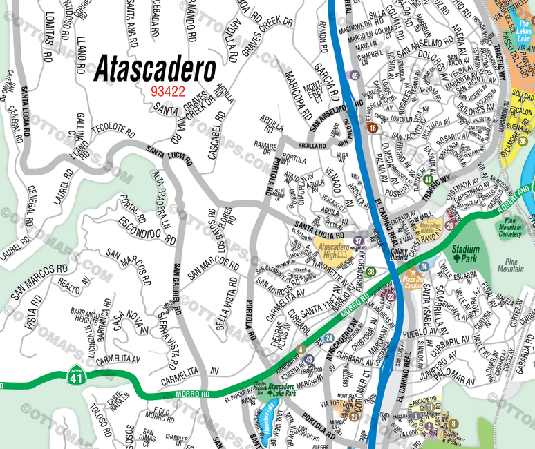 Atascadero Map, San Luis Obispo County, CA - FILES - PDF and Adobe Illustrator