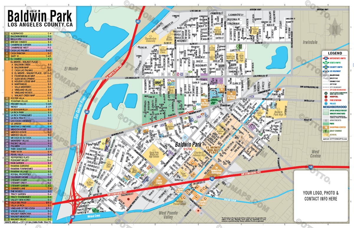 Baldwin Park, Los Angeles County, CA - FILES - PDF and Adobe Illustrator - WITH BOX