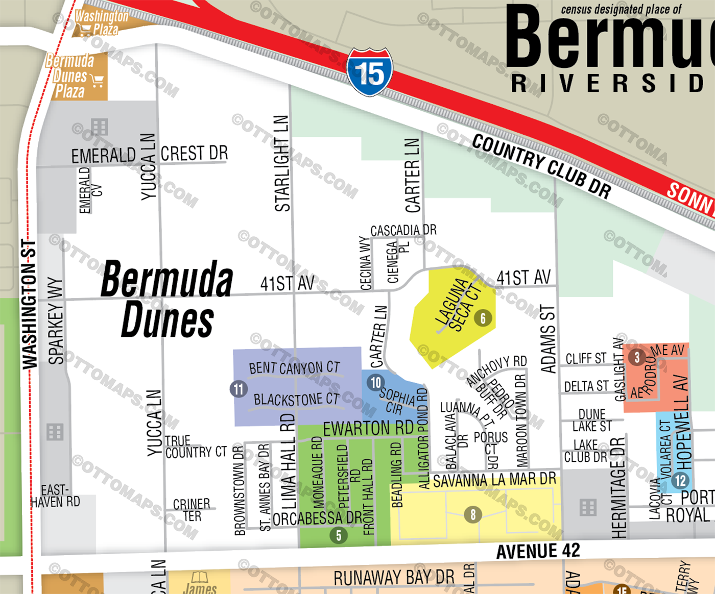 Bermuda Dunes Map, Riverside County, CA - FILES - PDF and AI, editable, vector, royalty free