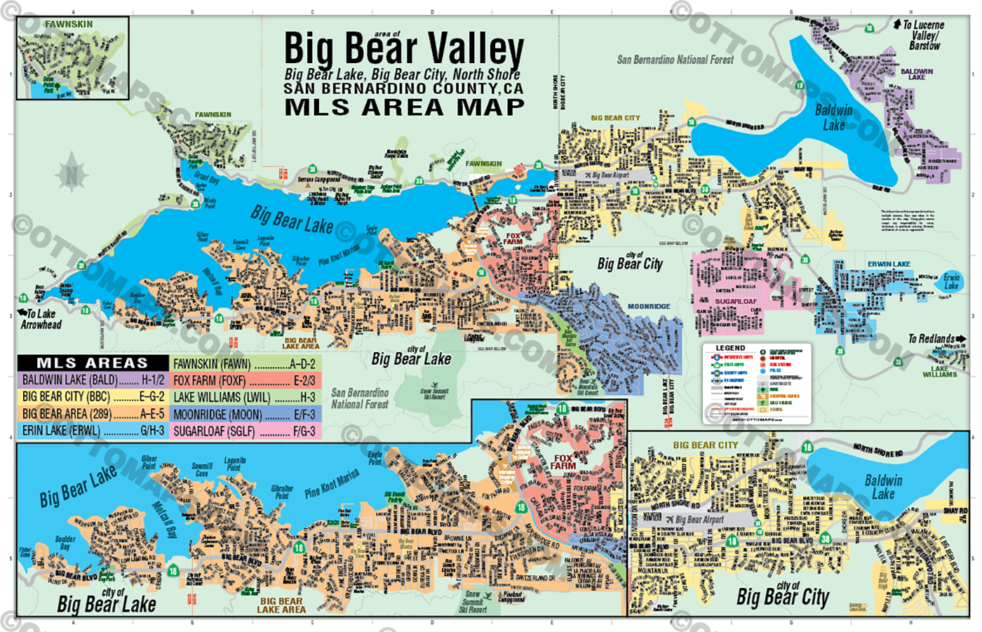 Big Bear Valley MLS Area Map - POSTER PRINTS