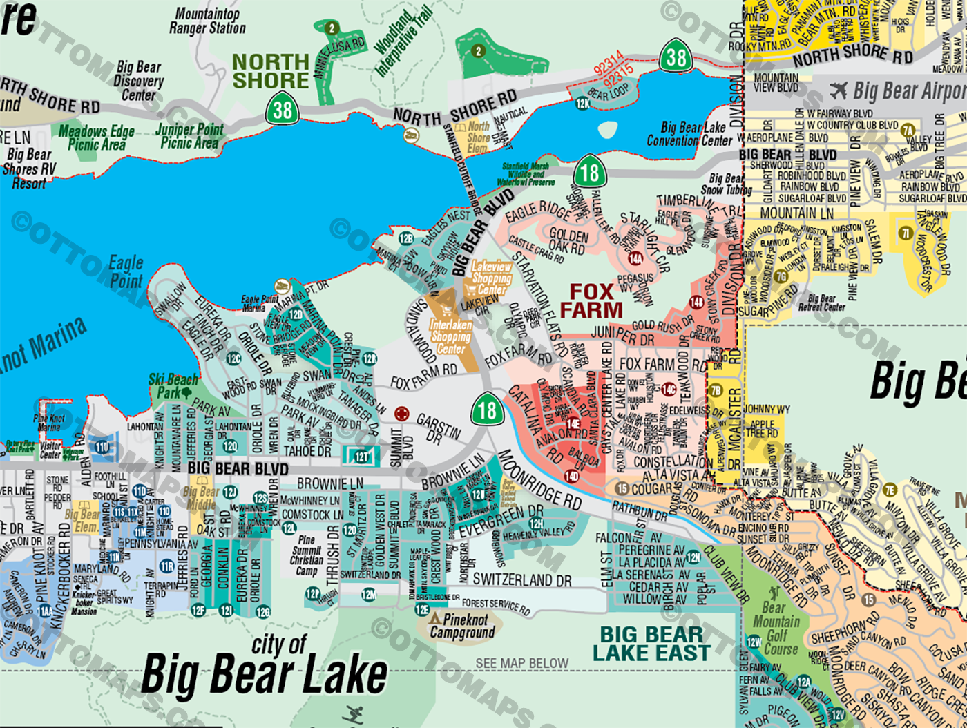 Big Bear Valley Map, San Bernardino County, CA - FILES - PDF and AI Files, editable, vector, royalty free