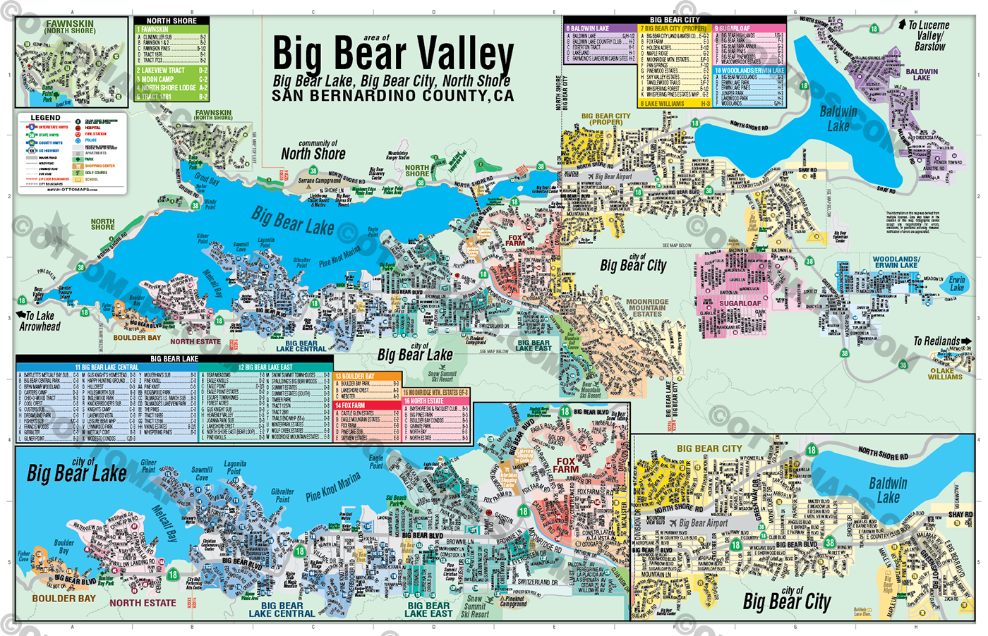 Big Bear Valley Map, San Bernardino County, CA - FILES - PDF and AI Files, editable, vector, royalty free