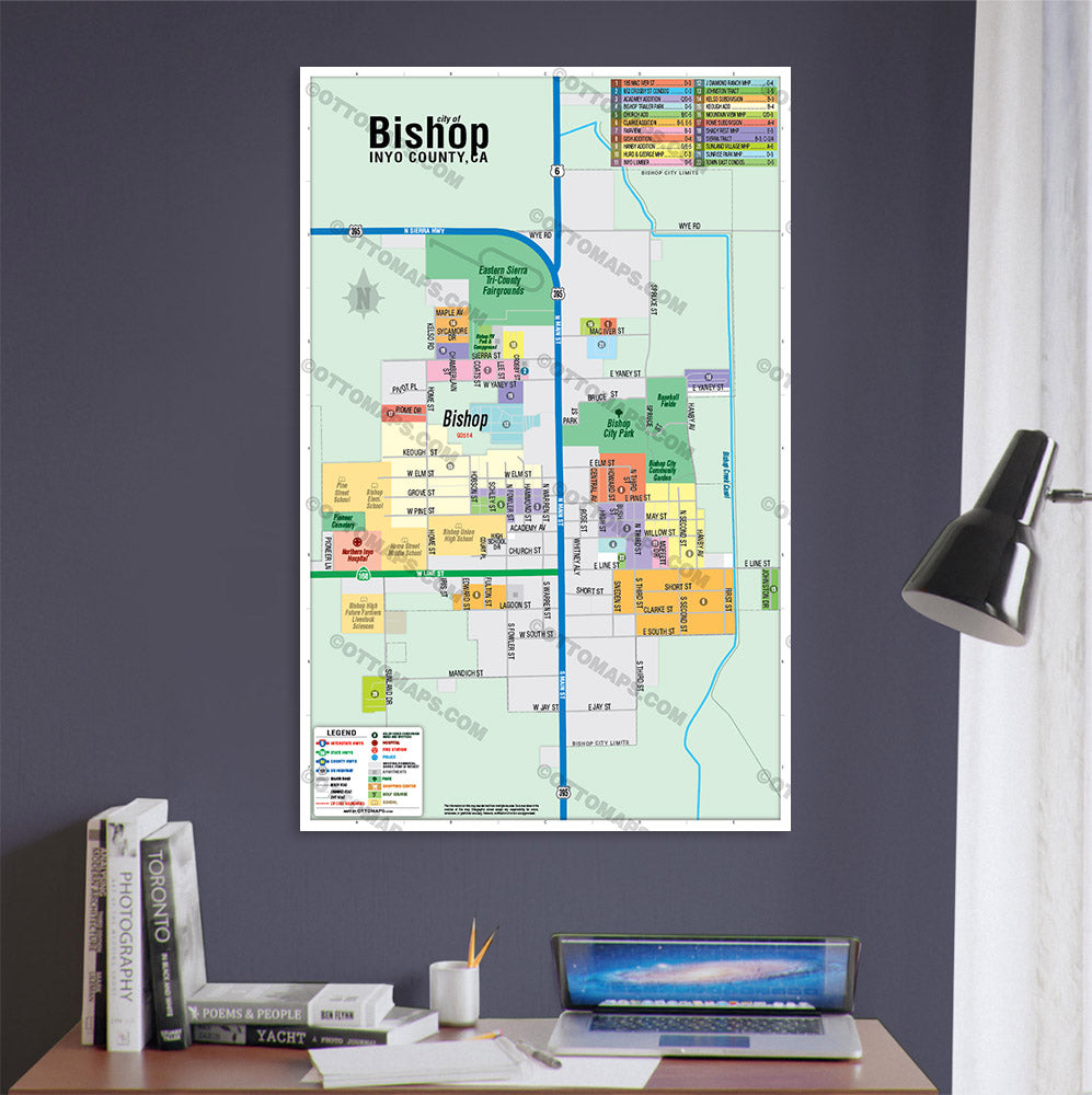 Bishop Map, Inyo County, CA - POSTER PRINTS