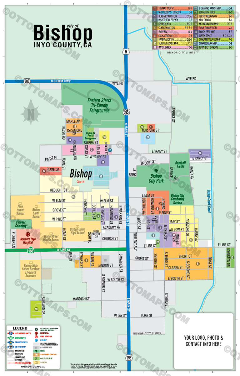 Bishop Map, Inyo County, CA - FILES - PDF and Adobe Illustrator Files
