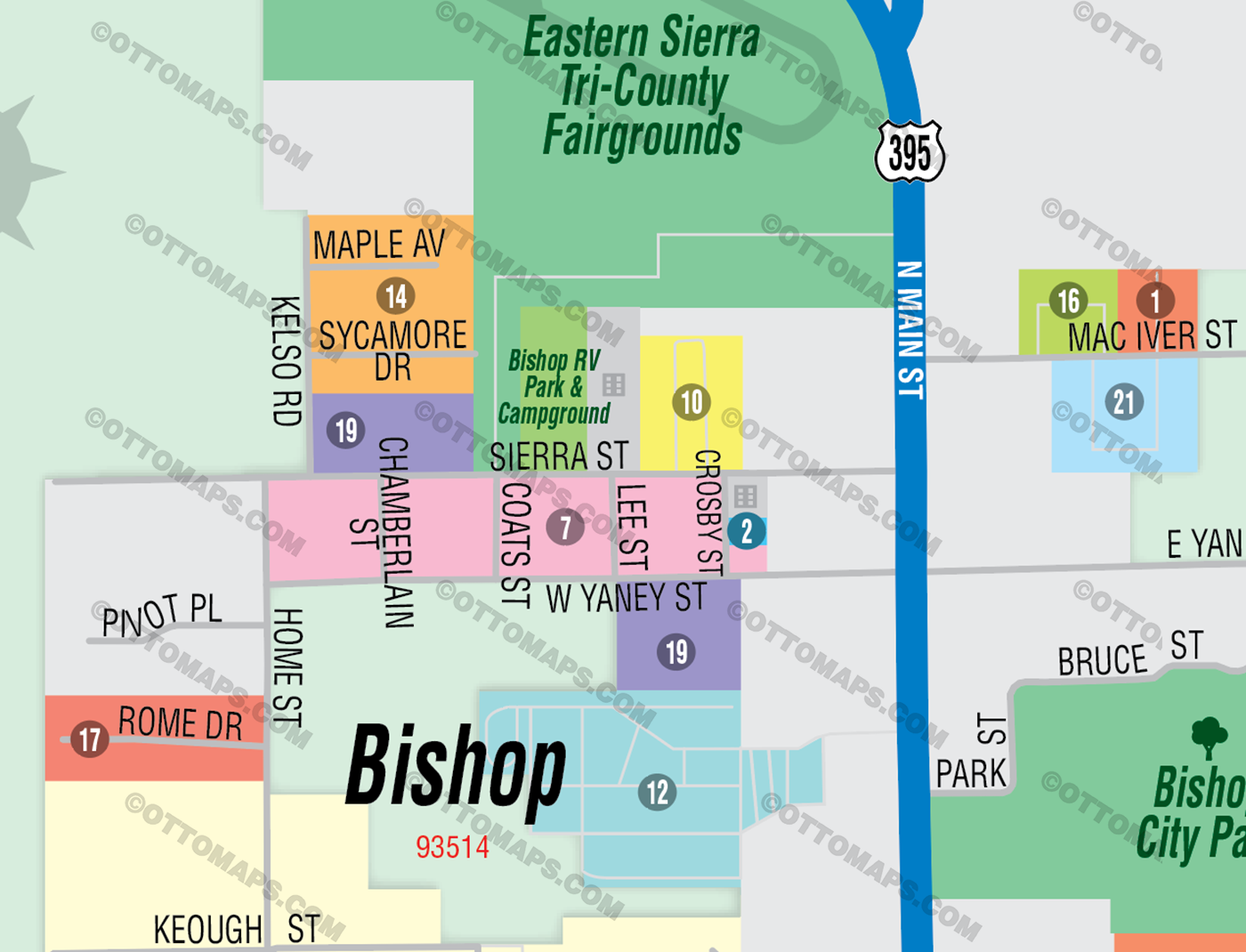 Bishop Map, Inyo County, CA - FILES - PDF and Adobe Illustrator Files - zoom