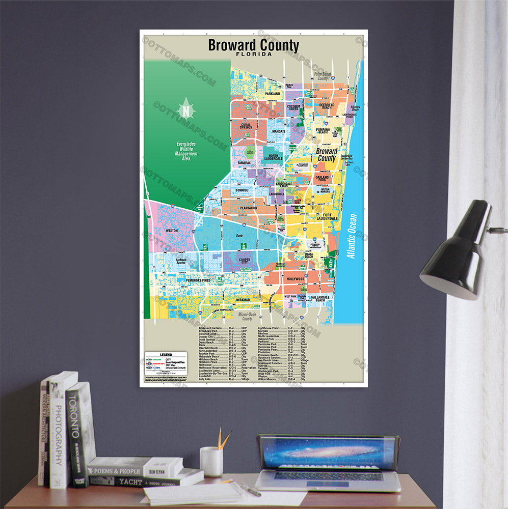 Broward County Map - POSTER PRINTS