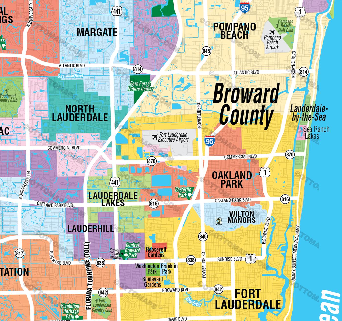 Broward County Map - FILES - PDF and AI - Zoom