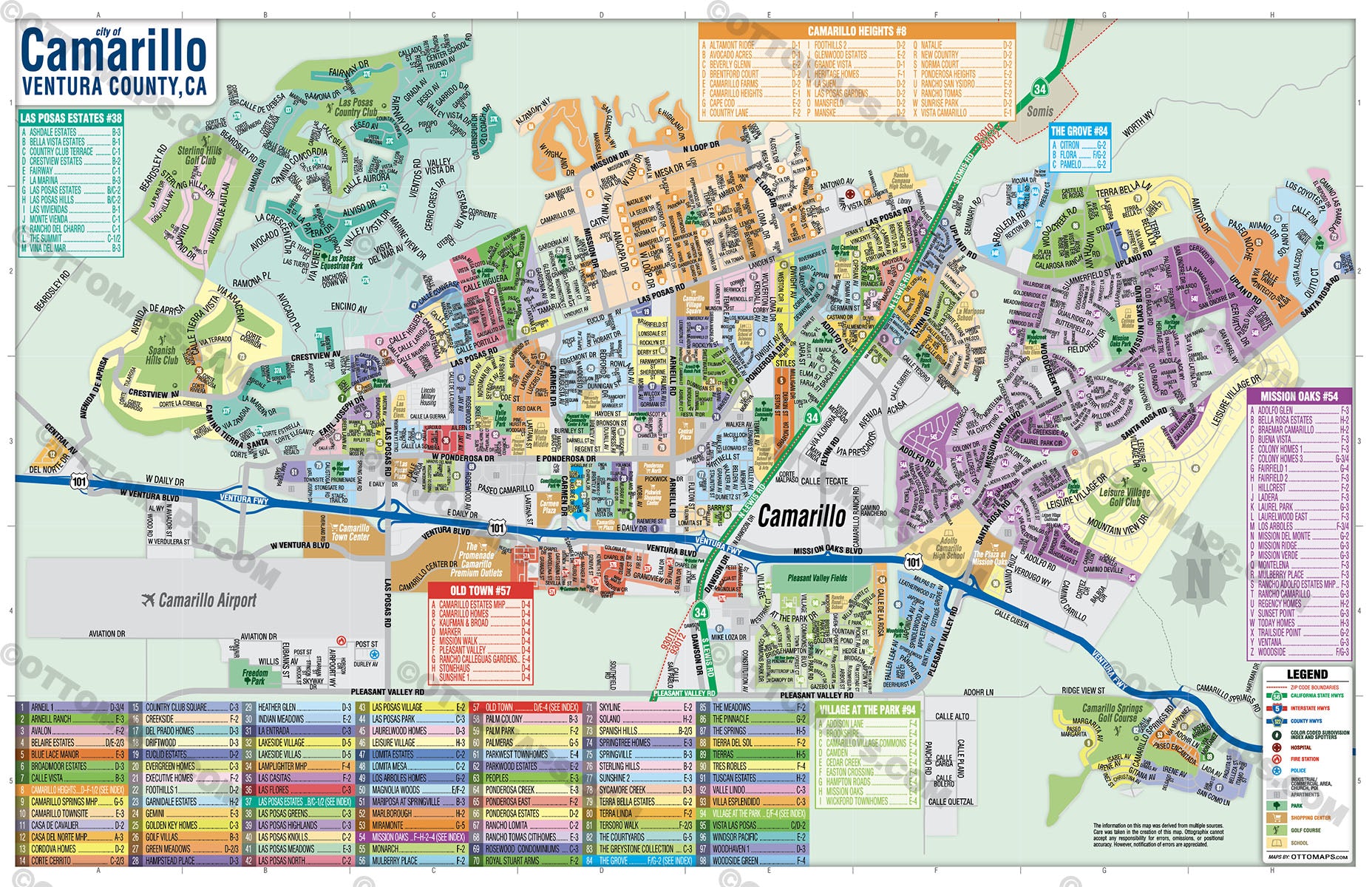 Camarillo Map, Ventura County, CA - POSTER PRINTS