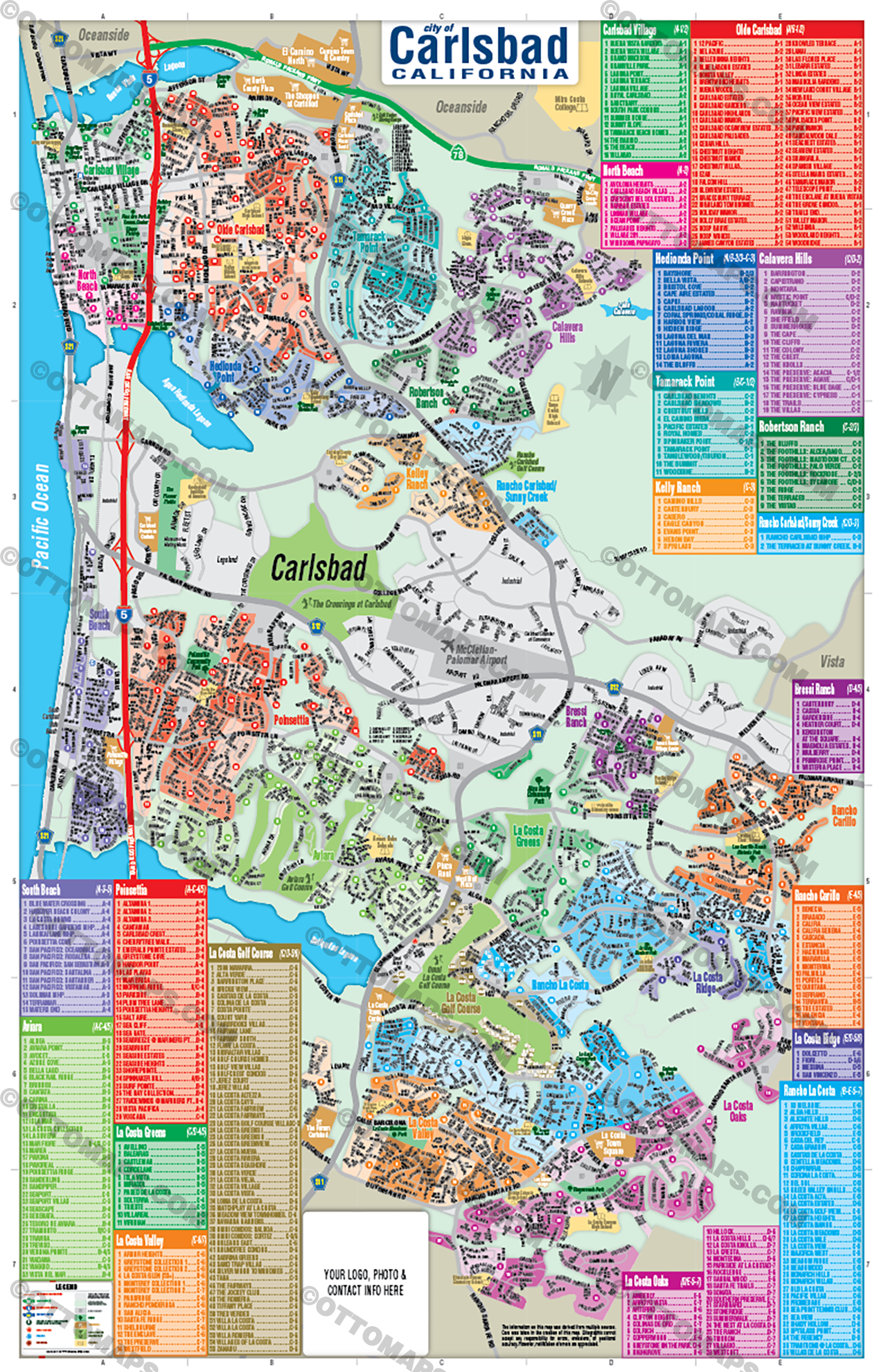 Carlsbad Map, San Diego County, CA - FILES - PDF and AI, editable, vector, royalty free
