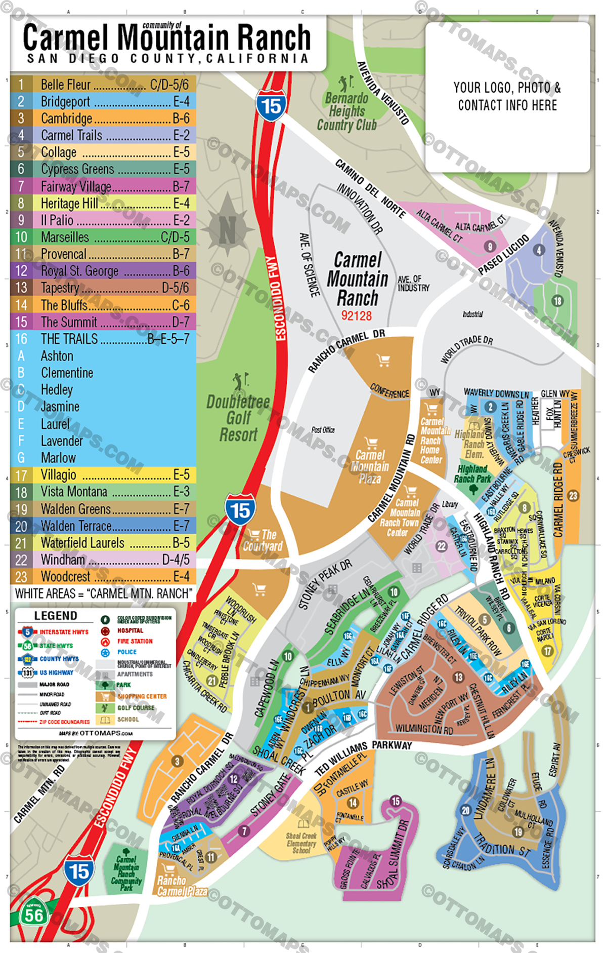 Carmel Mountain Ranch Map, San Diego, CA - FILES - PDF and AI Files, e ...